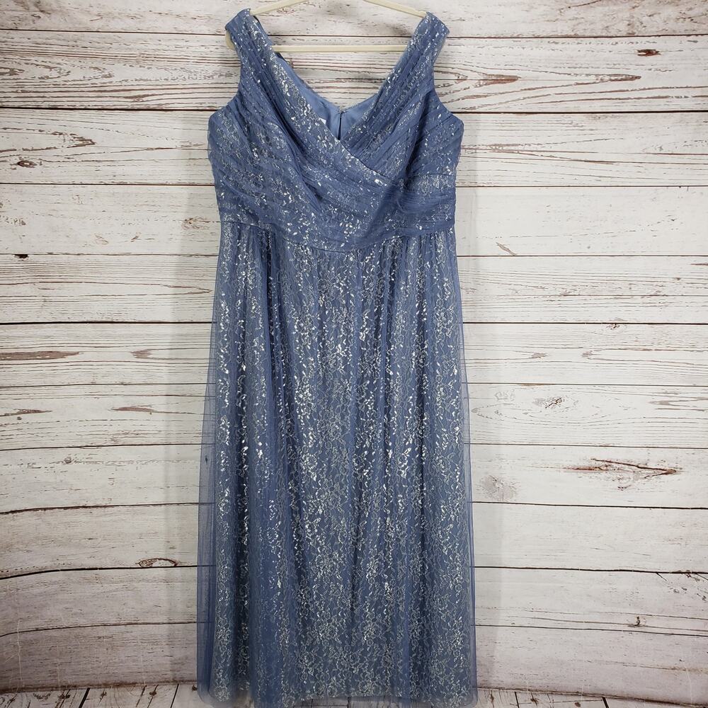 Dessy Collection Vivian Diamond Women's Tulle Lace Off Shoulder Dress Size 26